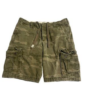 Vintage Abercrombie & Fitch Cargo Shorts Men Size 36 Green Camo Button Fly Y2K